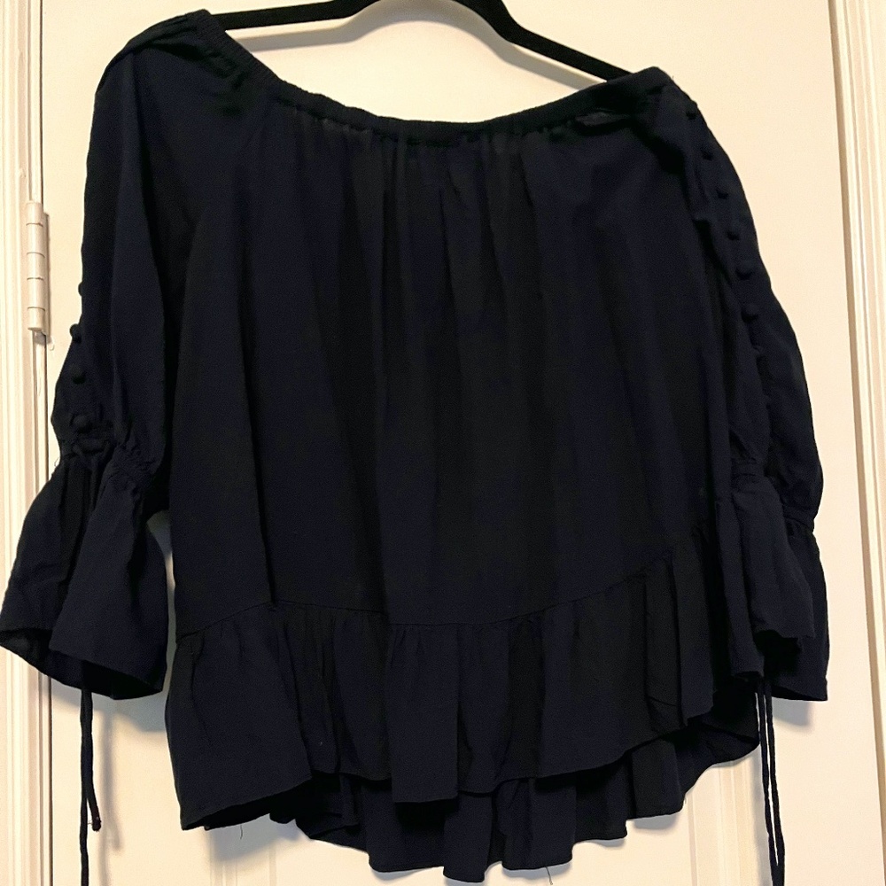 Loft | Navy Blue Off Shoulder Top